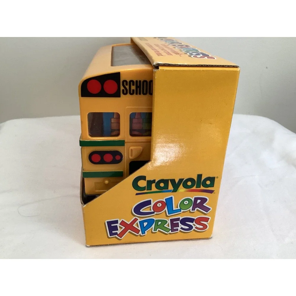Vintage 1993 Crayola Color Express School Bus Crayon Holder & Sharpener Set